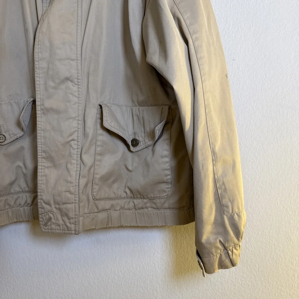 Vtg Eddie Bauer Sandstone Bomber Jacket Tan Plaid Lined Mens Large 90s Stained‎